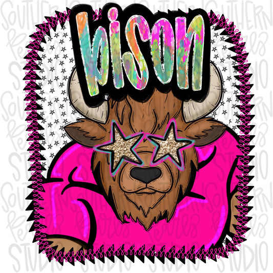 Pink Jersey Mascot bison | Sublimation Design | Digital Download | Women’s, Kids Shirt PNG