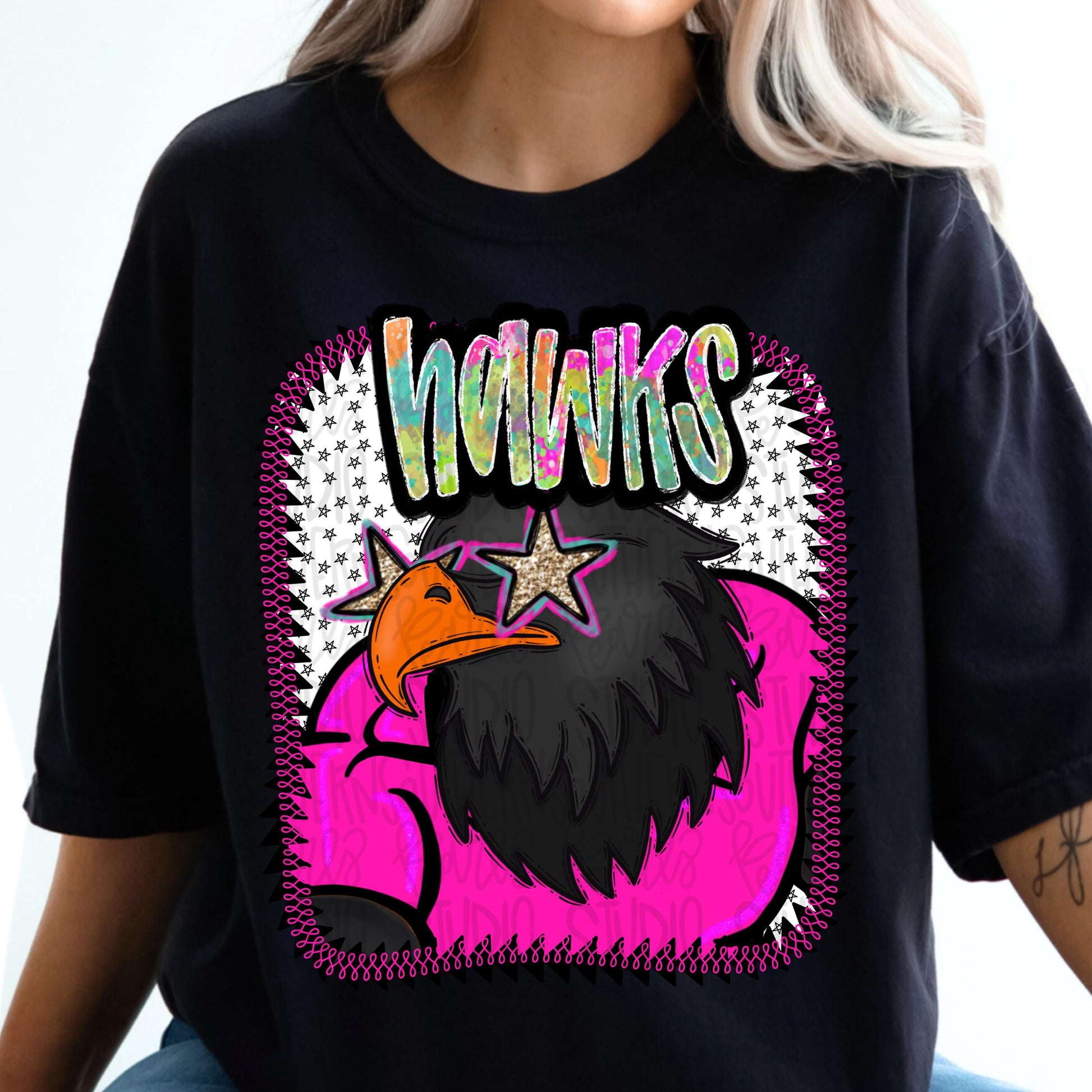 Pink Jersey Mascot hawks | Sublimation Design | Digital Download | Women’s, Kids Shirt PNG