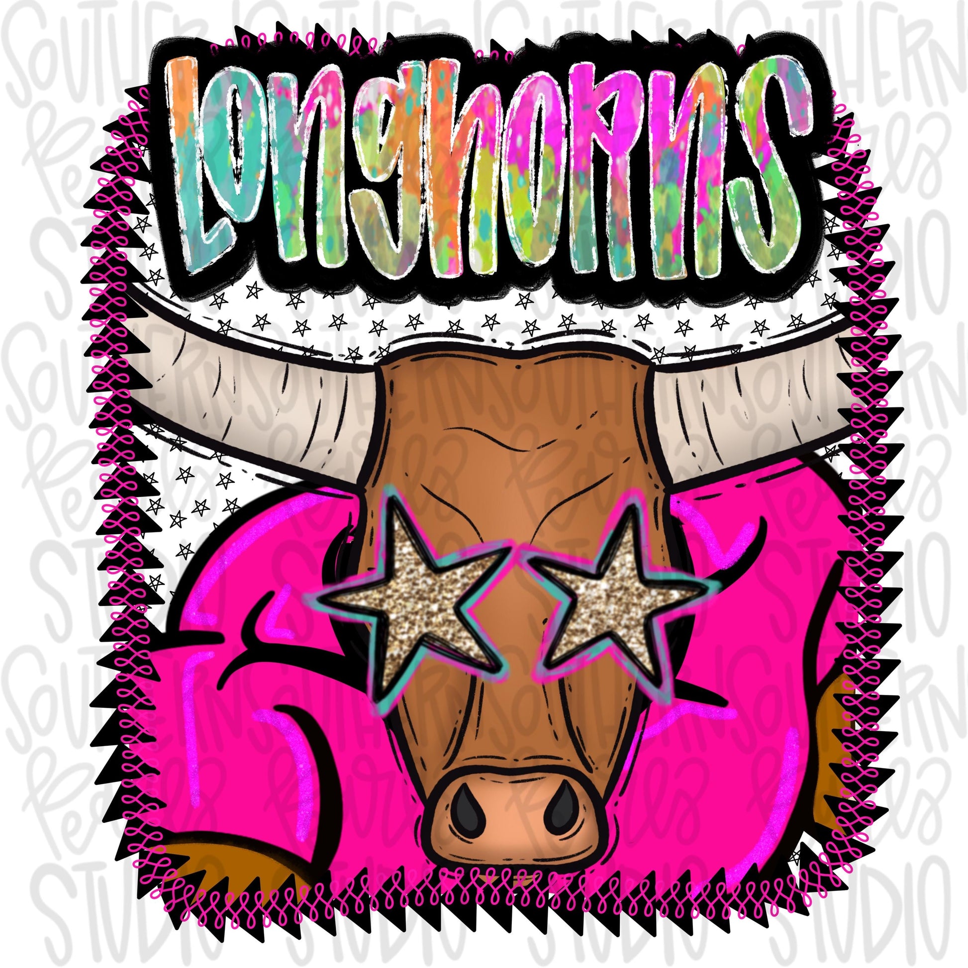 Pink Jersey Mascot longhorns | Sublimation Design | Digital Download | Women’s, Kids Shirt PNG