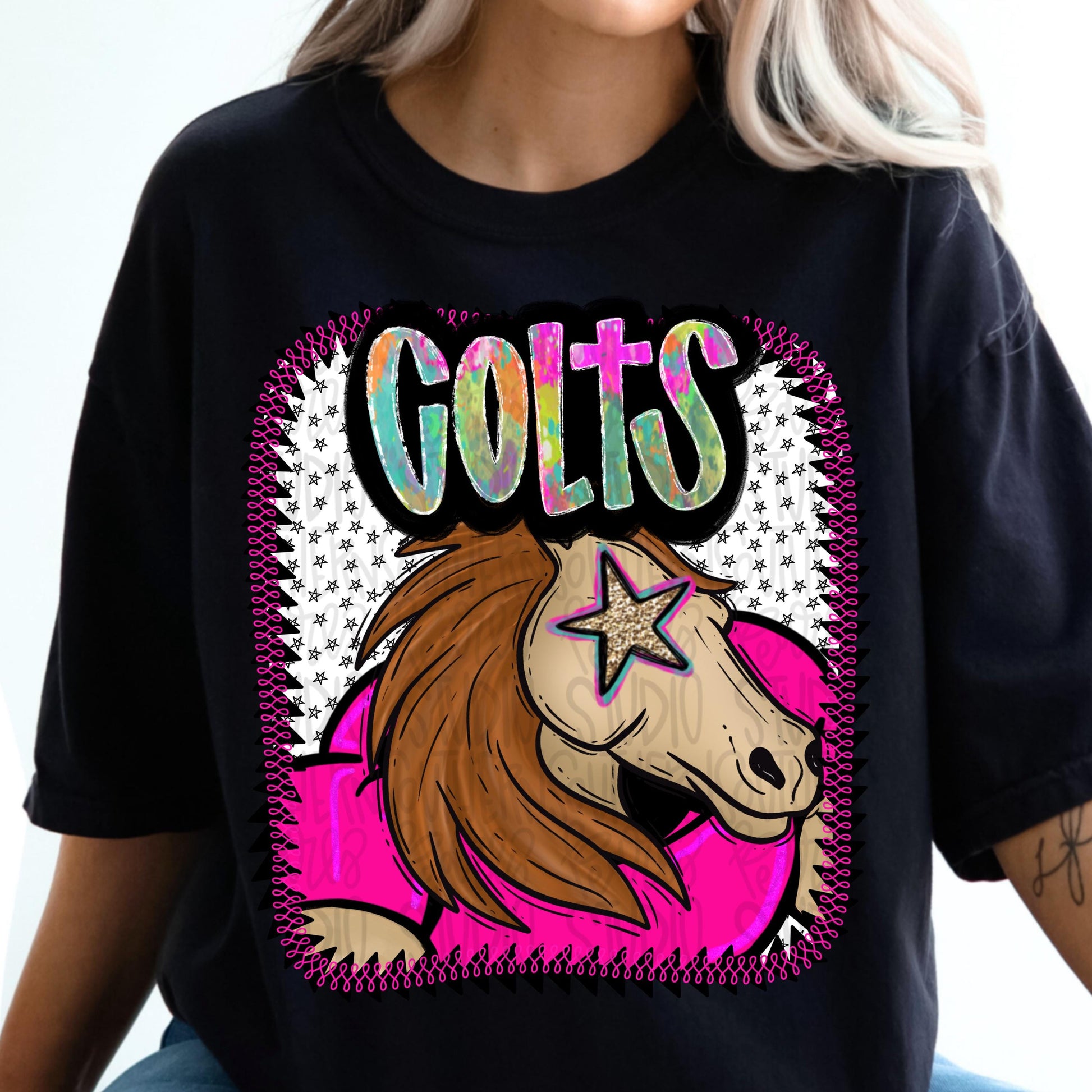 Pink Jersey Mascot colts | Sublimation Design | Digital Download | Women’s, Kids Shirt PNG