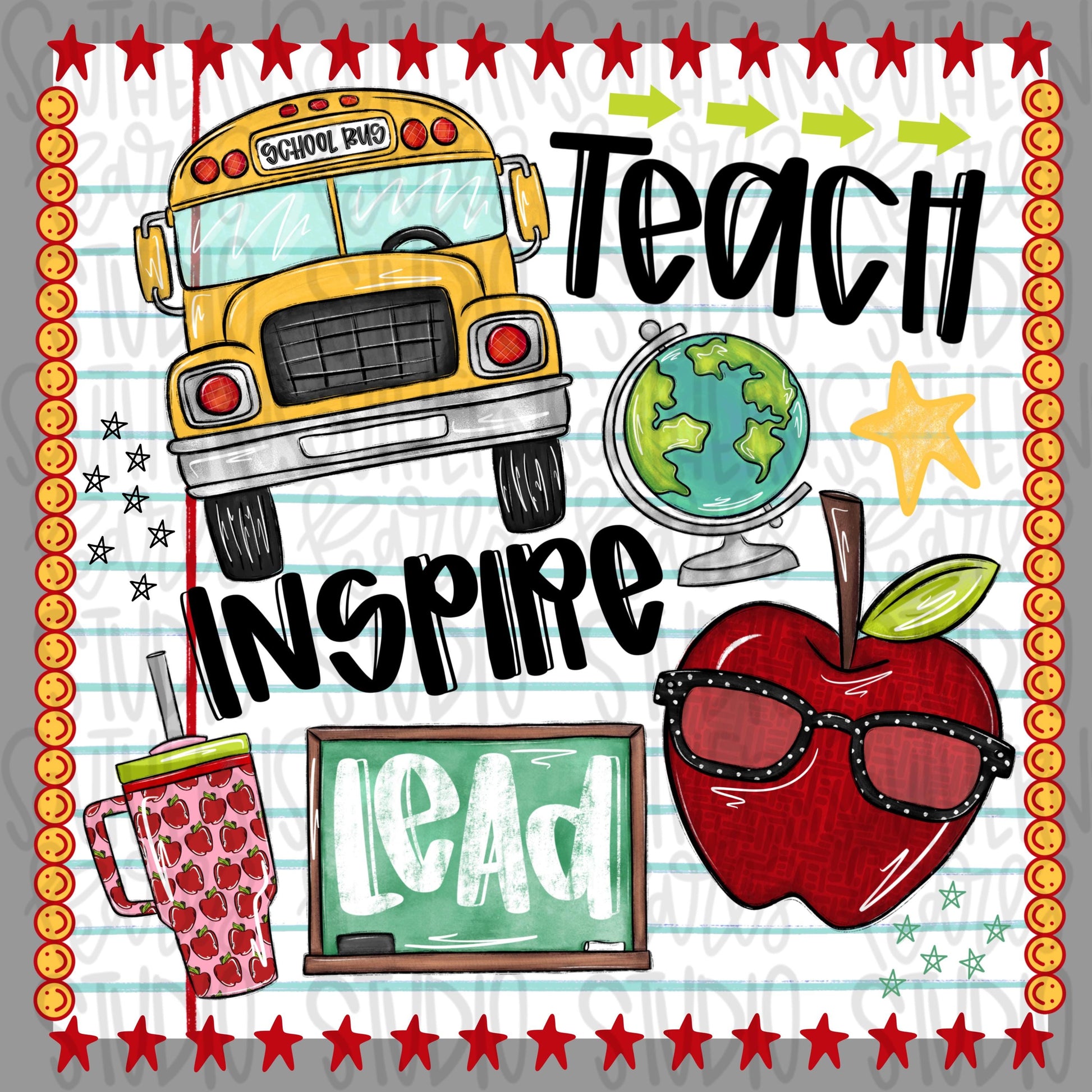 Teach Inspire Lead SCHOOL collage | teacher | PNG | Sublimation design | Design Download | dtf | dtg | women’s Kids