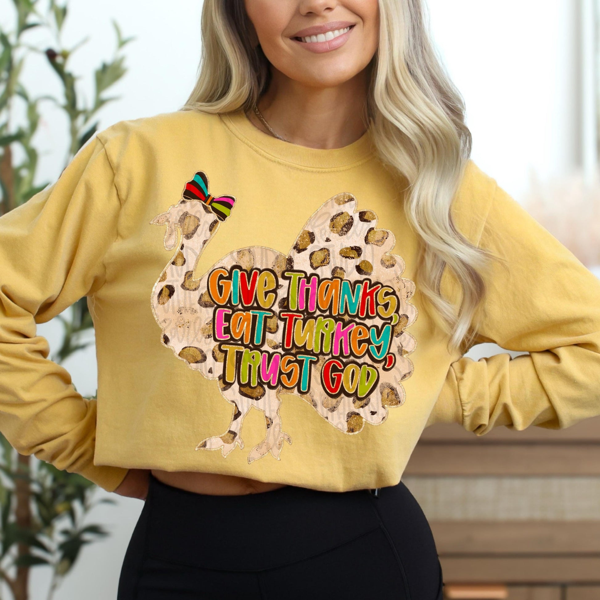 Give thanks, Eat Turkey, trust God | Sublimation Design | Digital Download | Women’s, Kids PNG