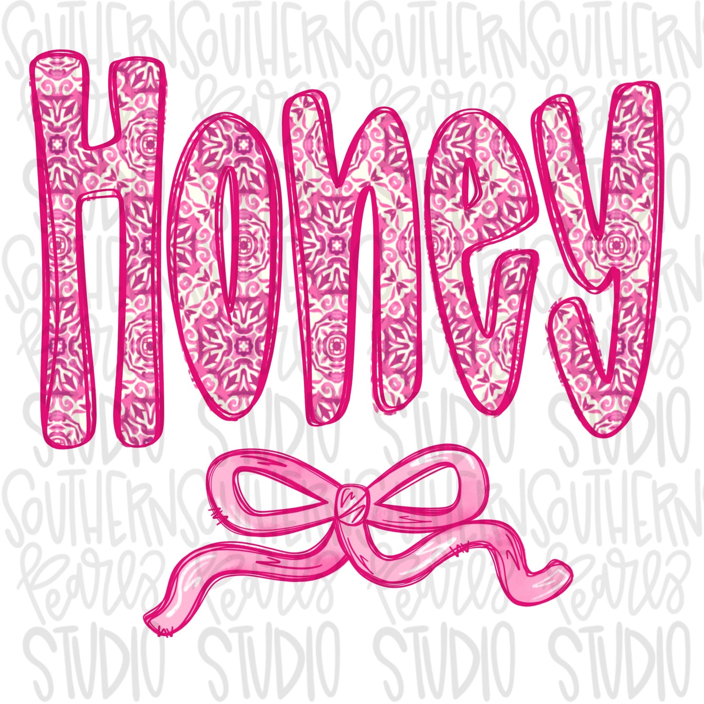 Honey pink floral with bow | Sublimation Design | Digital Download | Women’s, Kids Shirt PNG