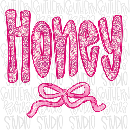 Honey pink floral with bow | Sublimation Design | Digital Download | Women’s, Kids Shirt PNG