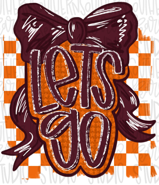 Let’s Go bow | burgundy and orange | Go Team | PNG | Sublimation | Design Download | womens and kids