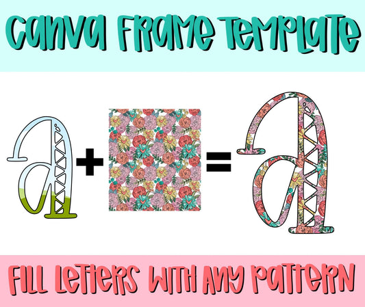 Canva Frame Template Eve Alphabet | Fill your own font | Sublimation Design | Digital Download | Women’s, Kids Shirt PNG
