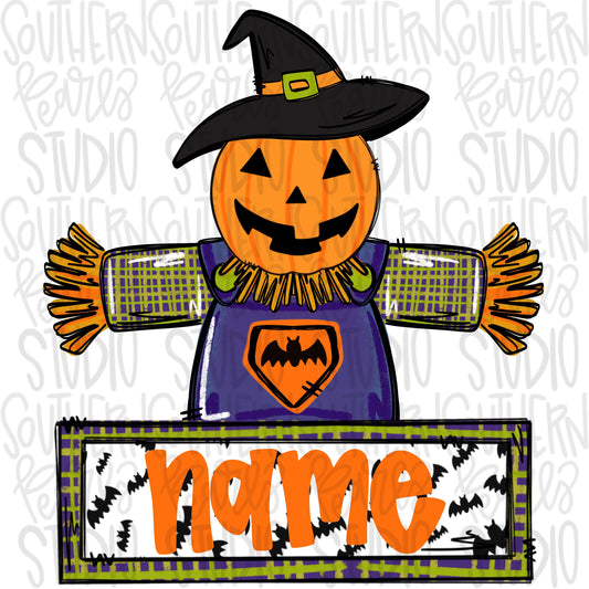 Pumpkin scarecrow with name patch boy | Halloween | Sublimation Design | Digital Download | Women’s, Kids Shirt PNG