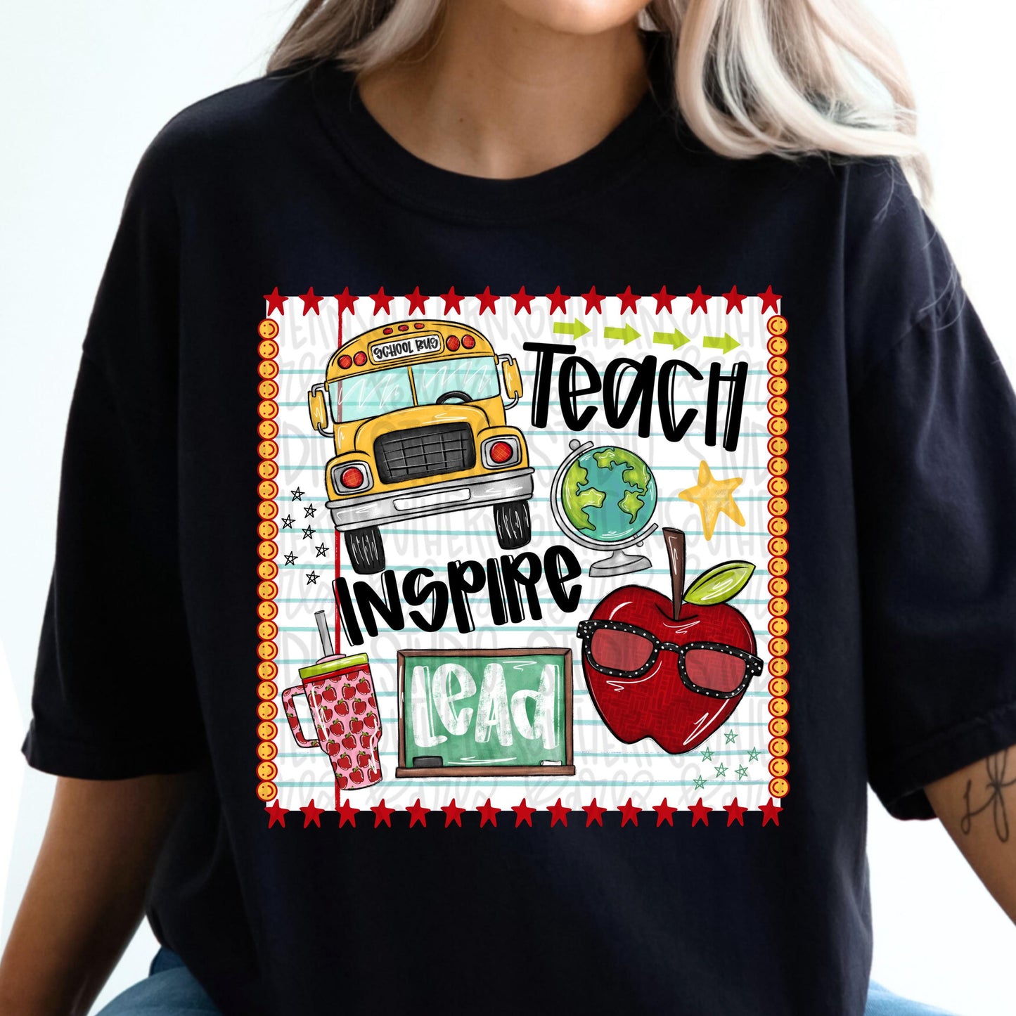 Teach Inspire Lead SCHOOL collage | teacher | PNG | Sublimation design | Design Download | dtf | dtg | women’s Kids