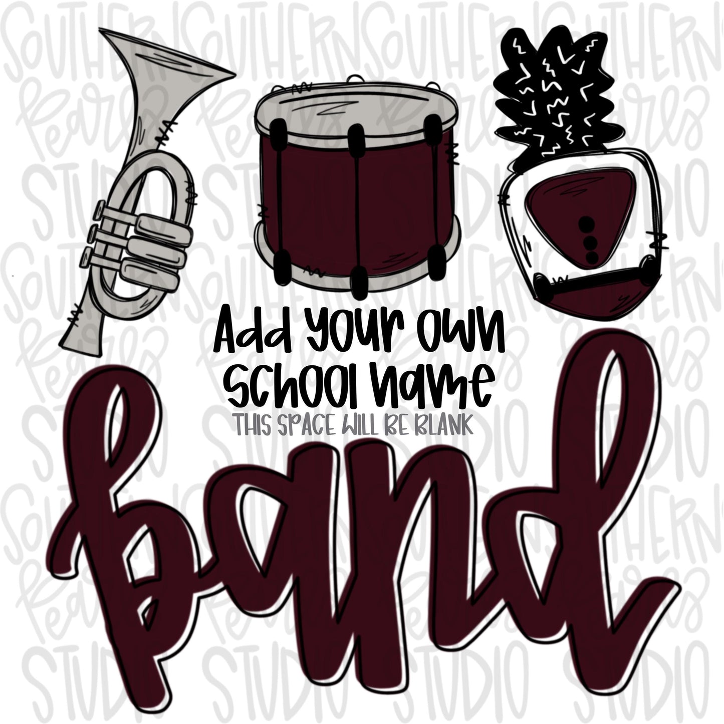 School Band maroon and black | Add your own school name | PNG | Sublimation | Design Download