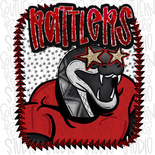 Red Jersey Mascot rattlers | Sublimation Design | Digital Download | Women’s, Kids Shirt PNG