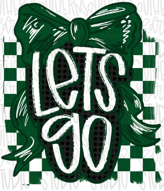 Let’s Go bow | green and black | Go Team | PNG | Sublimation | Design Download | womens and kids