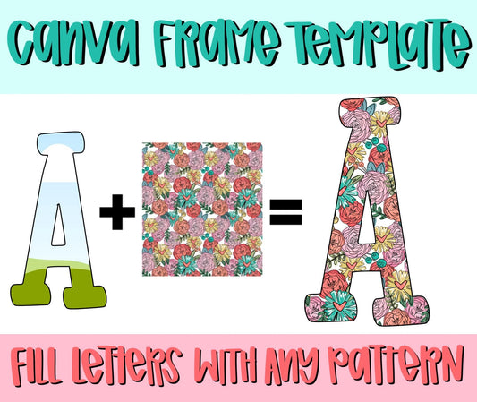 Canva Frame Template Phoebe Alphabet | Fill your own font | Sublimation Design | Digital Download | Women’s, Kids Shirt PNG