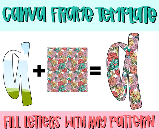 Canva Frame Template Demi Alphabet | Fill your own font | Sublimation Design | Digital Download | Women’s, Kids Shirt PNG