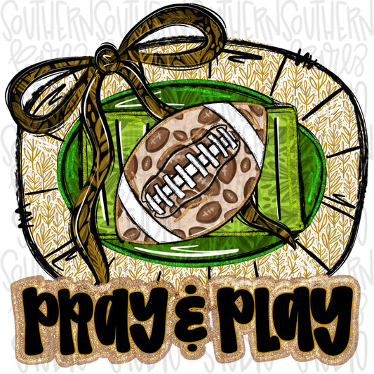 Pray and Play Football Stadium | Vegas gold and black | leopard and glitter | Lets Go | Go Team | PNG | Sublimation | Design Download