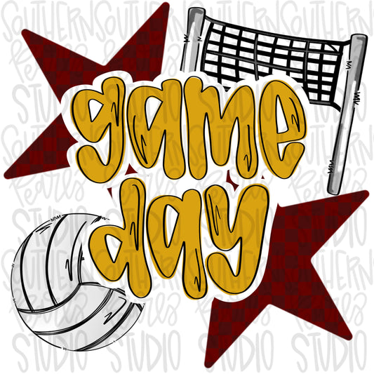 Game Day volleyball | maroon and gold | Go Team | PNG | Sublimation | Design Download