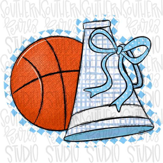 Basketball Megaphone PNG: light blue, White, Leopard, Check - Go Team (Digital Download)