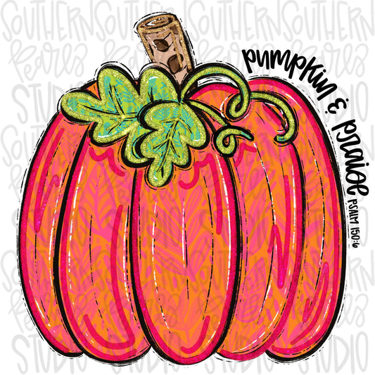 Pumpkins and Praise Floral Pumpkin | Psalm 150:6 | Orange and Pink | Sublimation Design | Digital Download | Women’s Kids Shirt PNG