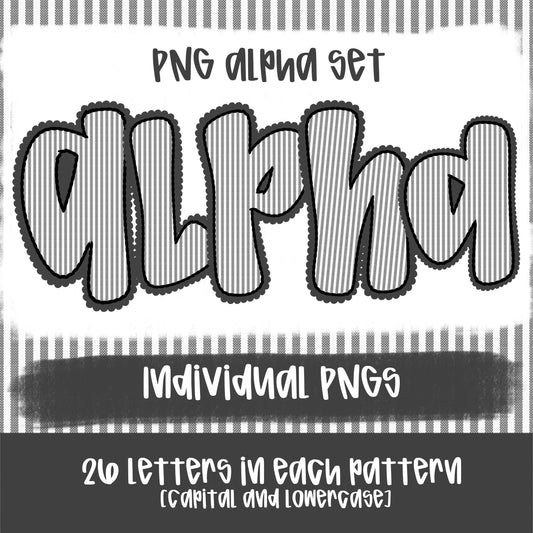 Seersucker Alpha dark gray | PNG Font | Sublimation Design | Digital Download | Women’s, Kids Shirt PNG