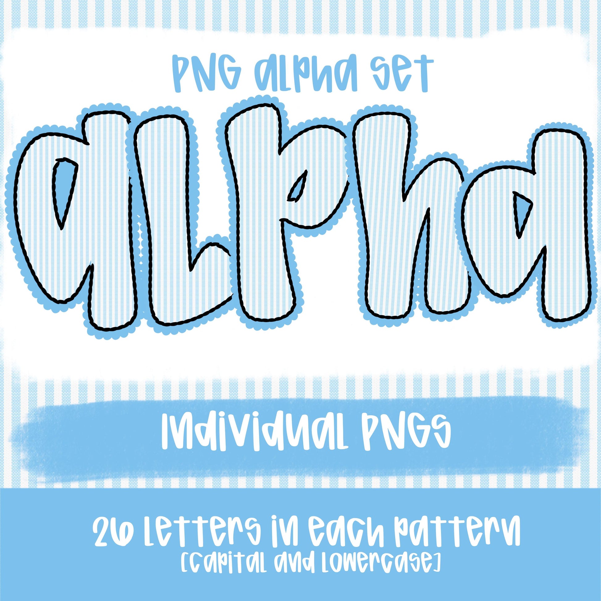 Seersucker Alpha Carolina/Columbia Blue | PNG Font | Sublimation Design | Digital Download | Women’s, Kids Shirt PNG