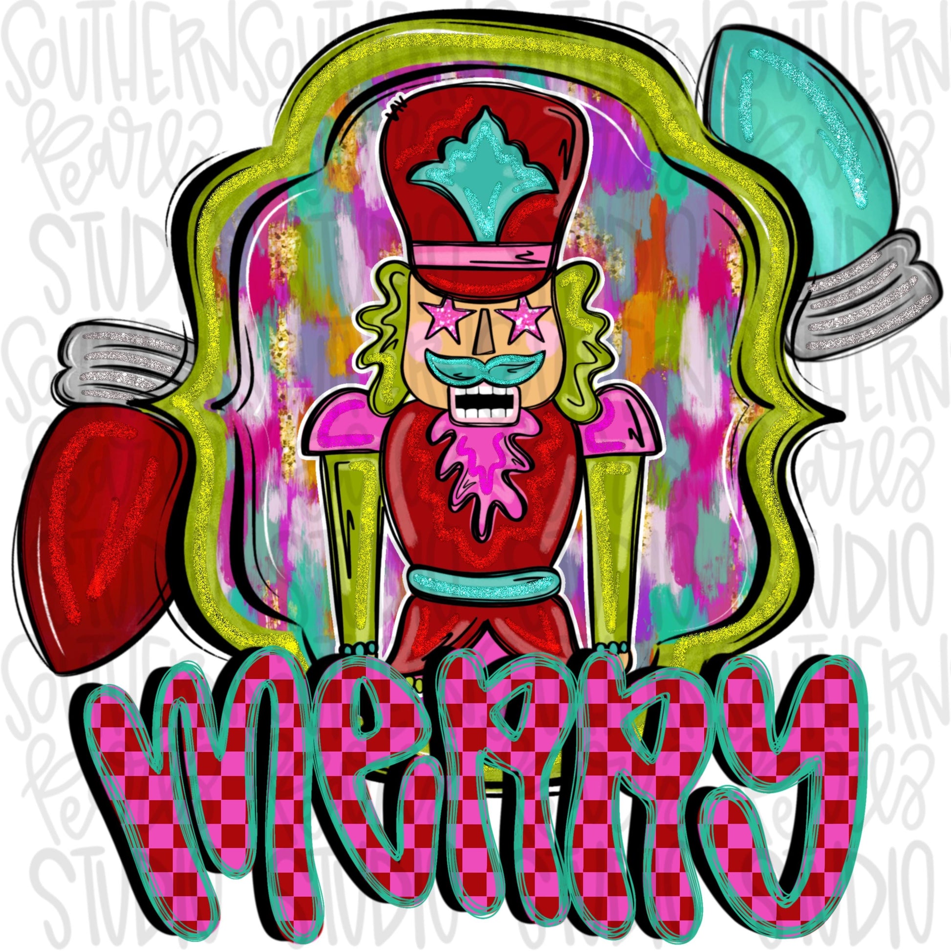 Merry nutcracker with light bulbs | Colorful | Christmas | Sublimation Design | Digital Download | Women’s, Kids Shirt PNG