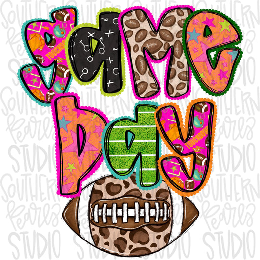 Game Day Football colorful | Go Team | PNG | Sublimation | Design Download