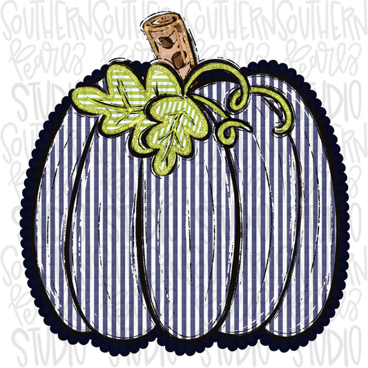 Seersucker Pumpkin | navy blue | PNG Font | Sublimation Design | Digital Download | Women’s, Kids Shirt PNG