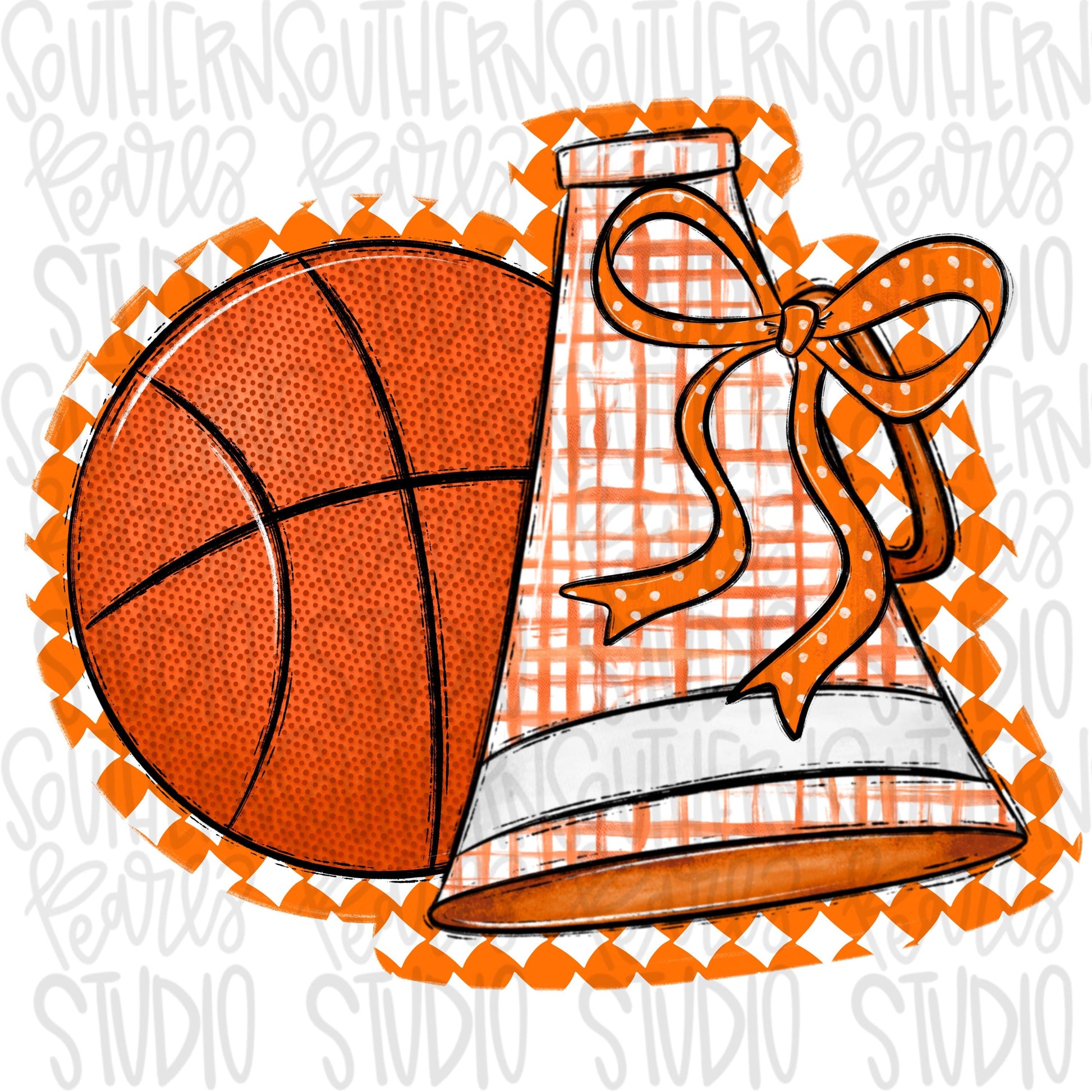 Basketball Megaphone PNG: Orange, White, Leopard, Check - Go Team (Digital Download)