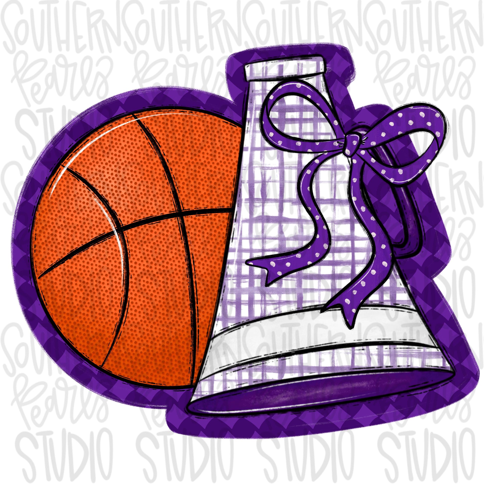Basketball Megaphone PNG: Purple, White, Leopard, Check - Go Team (Digital Download)