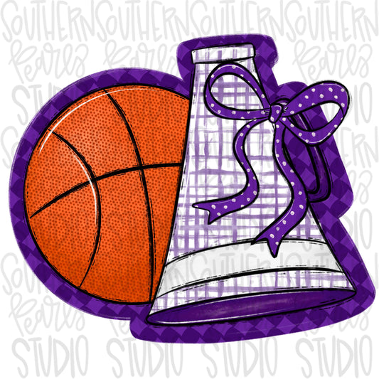 Basketball Megaphone PNG: Purple, White, Leopard, Check - Go Team (Digital Download)