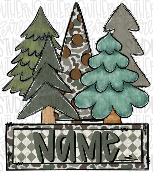 Christmas tree farm with name patch camo colors boyish Sublimation Design: PNG (Digital Download)
