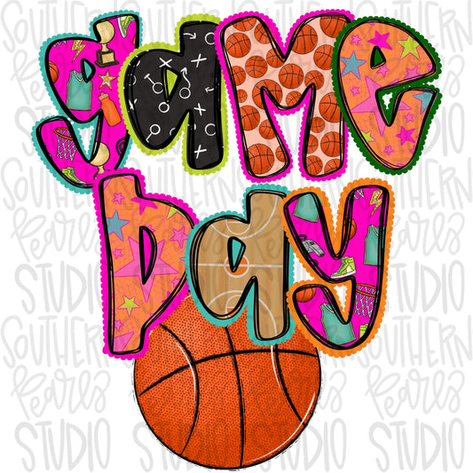 Game Day Basketball colorful | Go Team | PNG | Sublimation | Design Download