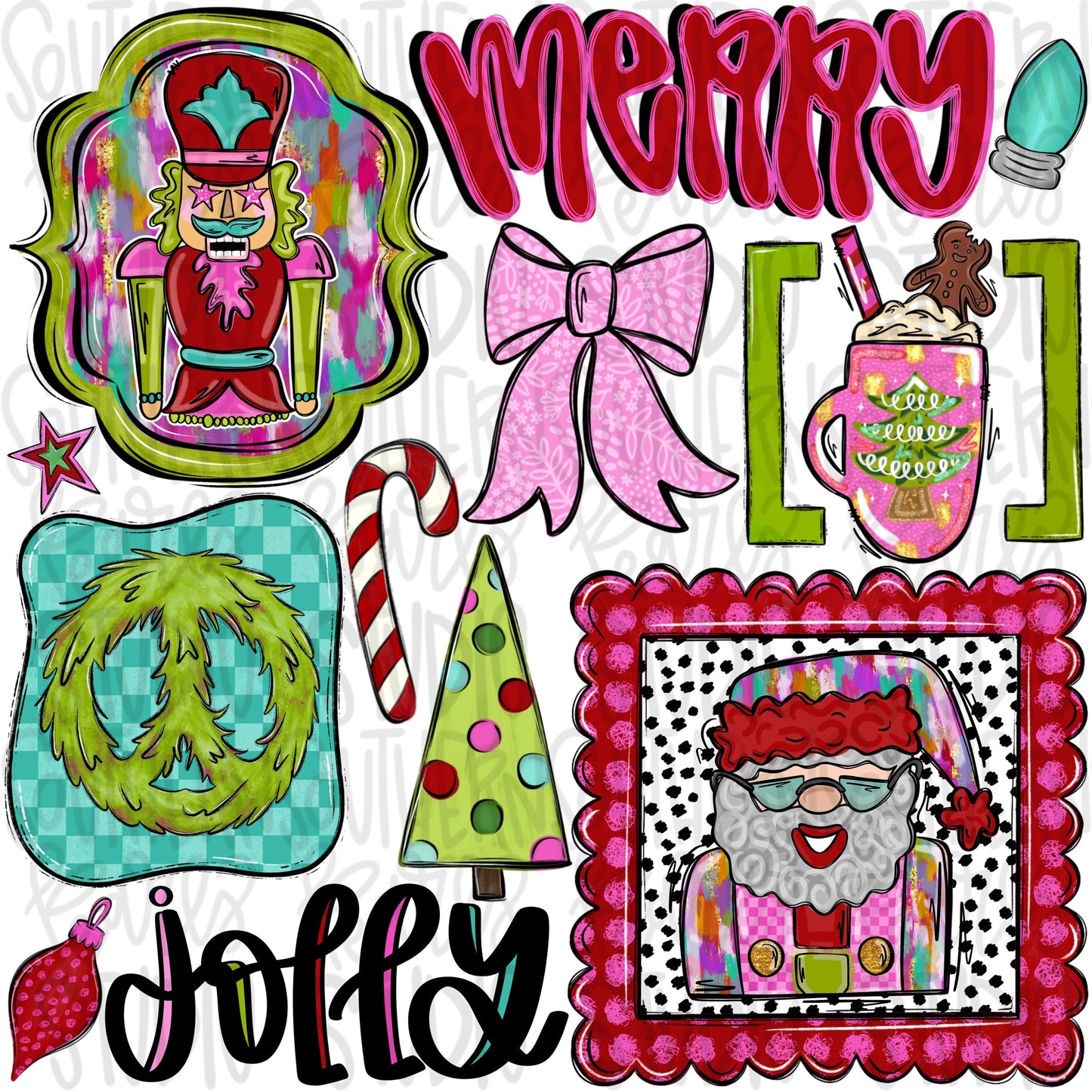 Merry Jolly Christmas collage | Sublimation Design | Digital Download | Women’s, Kids Shirt PNG