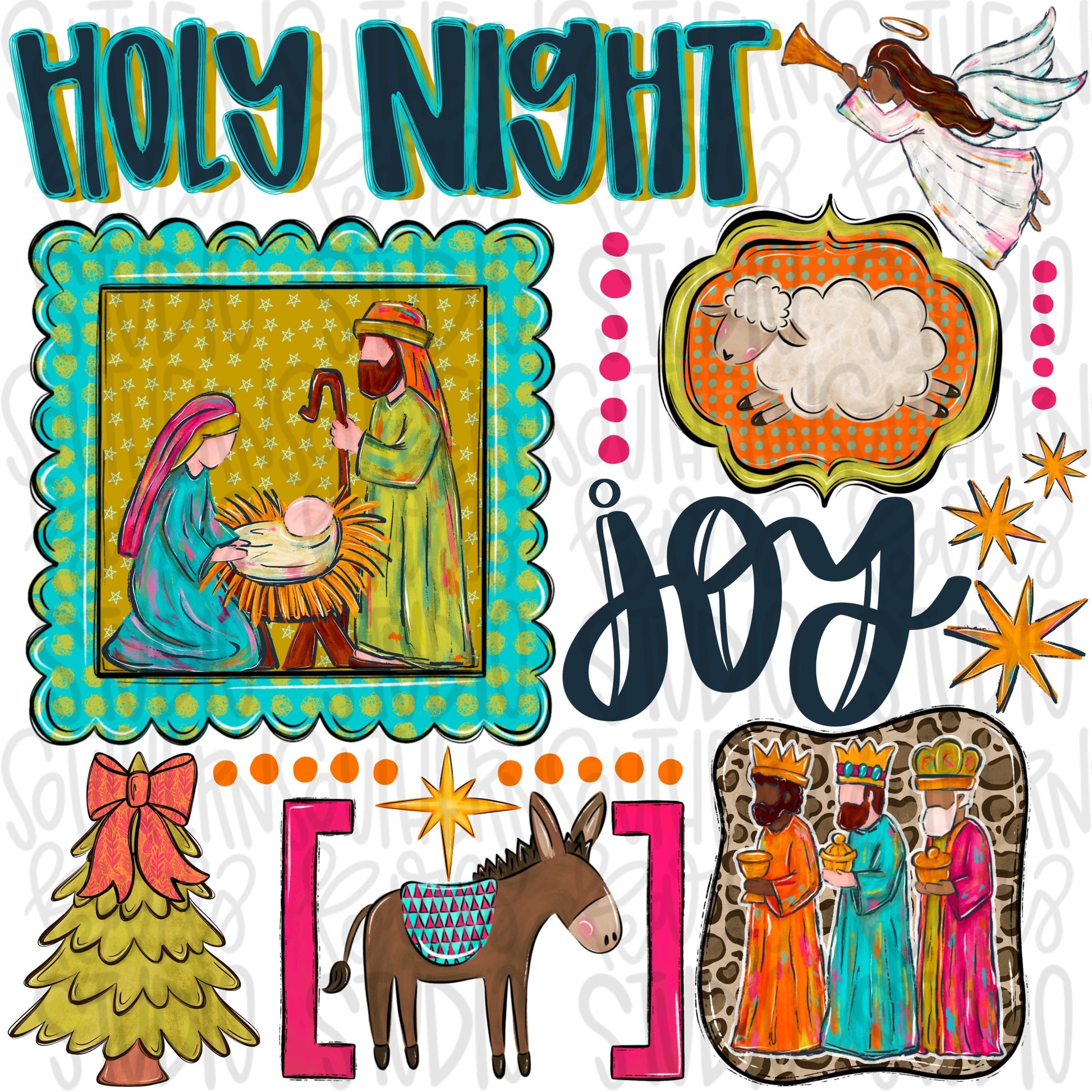 Nativity Christmas collage | Sublimation Design | Digital Download | Women’s, Kids Shirt PNG