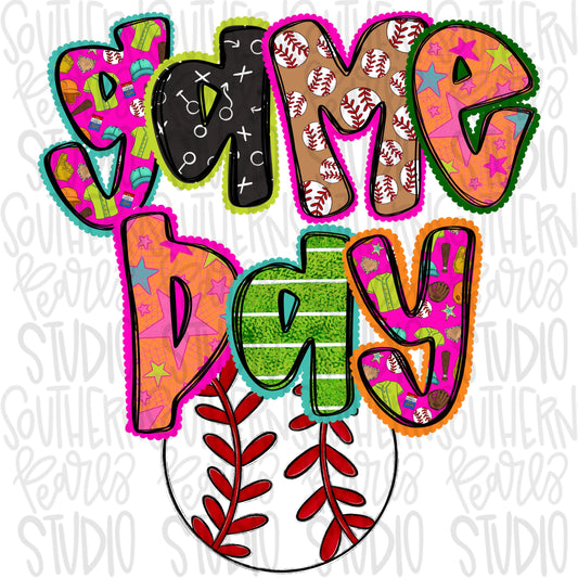 Game Day baseball colorful | Go Team | PNG | Sublimation | Design Download