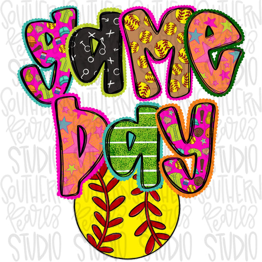 Game Day Softball colorful | Go Team | PNG | Sublimation | Design Download