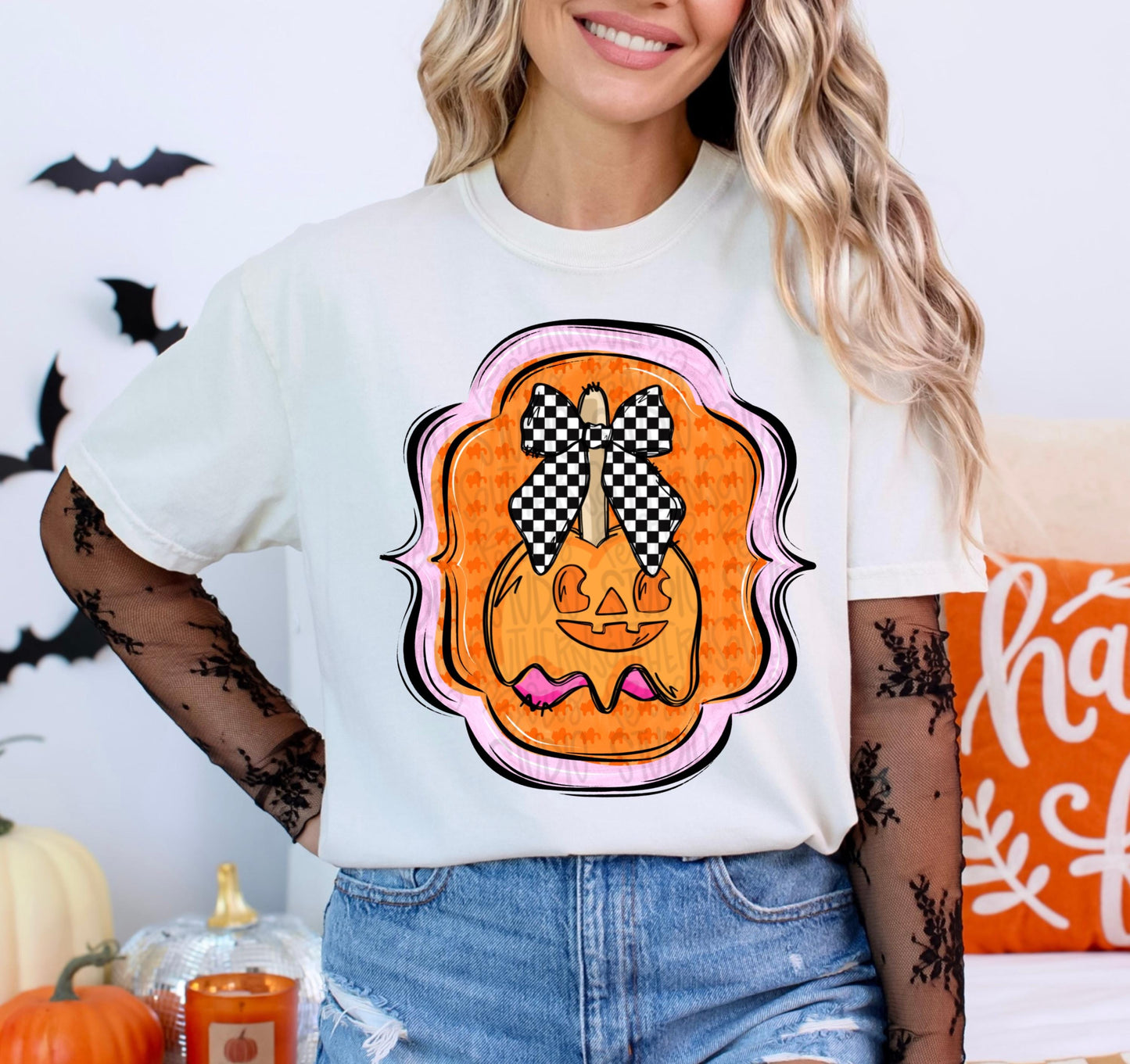 Candy Apple jack-o’-lantern in frame | Sublimation Design | Digital Download | Women’s, Kids Shirt PNG