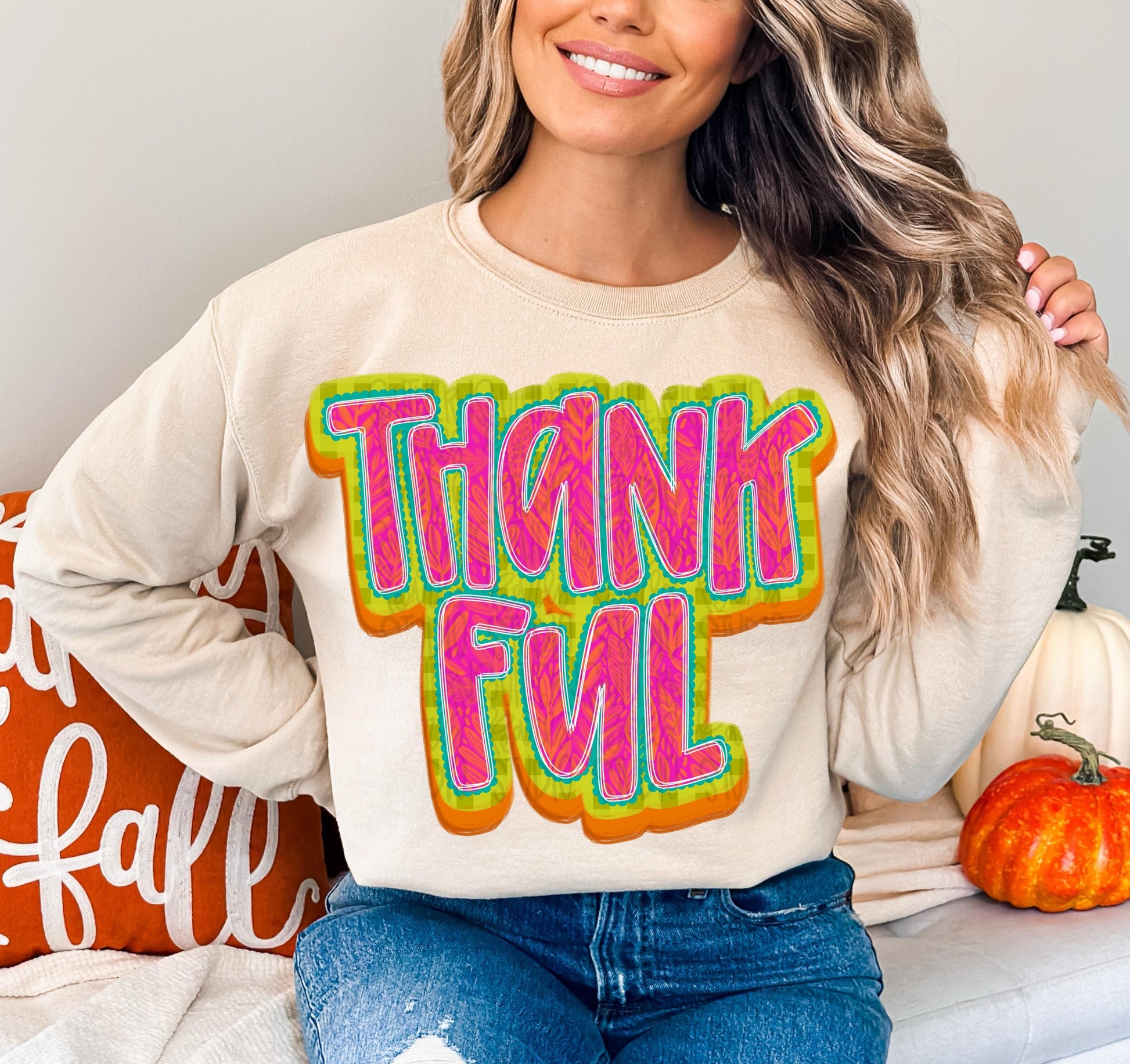 Thankful | colorful | Thanksgiving | Sublimation Design | Digital Download | Women’s, Kids Shirt PNG