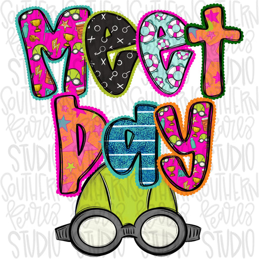 Meet Day Swim team colorful | Go Team | PNG | Sublimation | Design Download