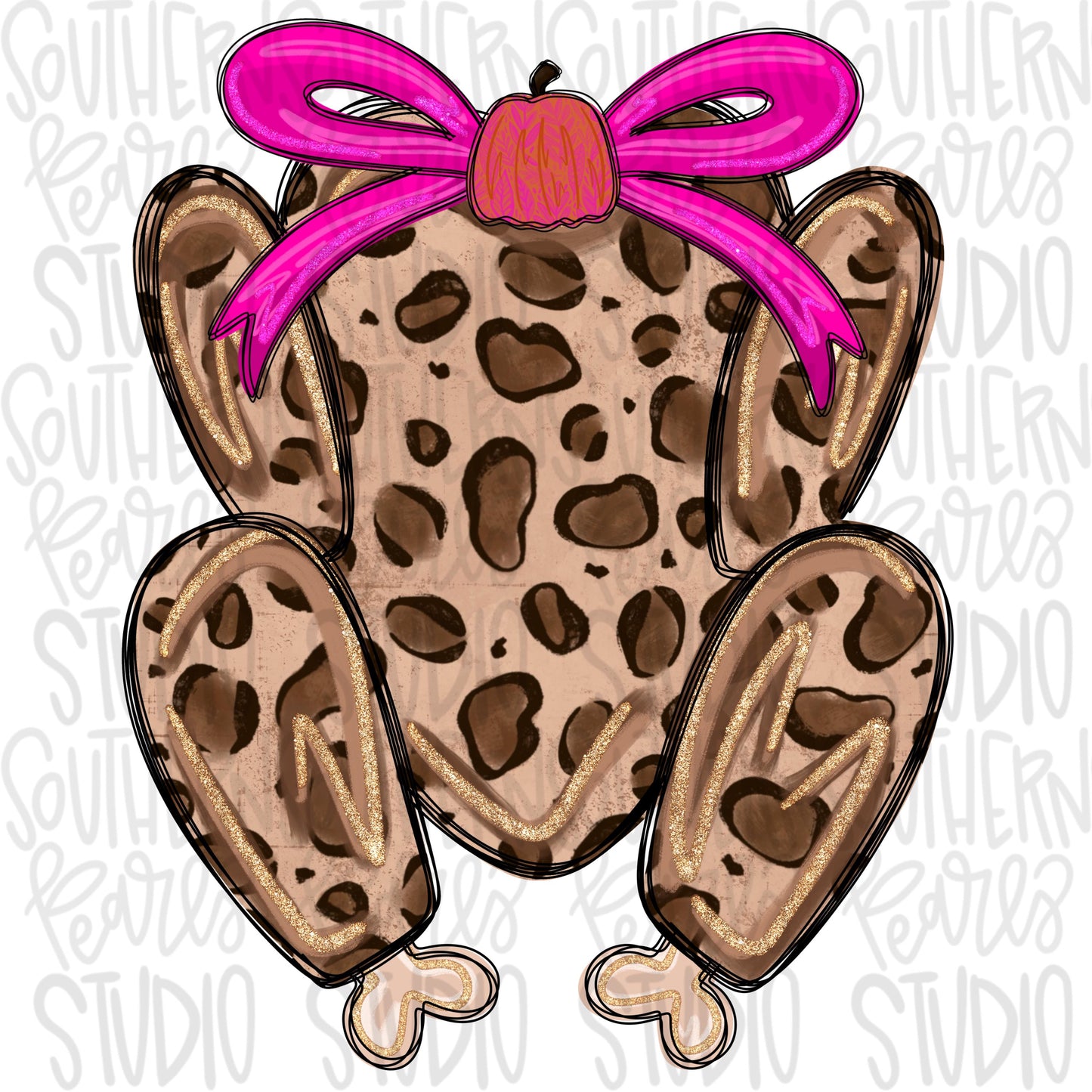 Leopard Turkey wearing a bow | Sublimation Design | Digital Download | Women’s, Kids Shirt PNG