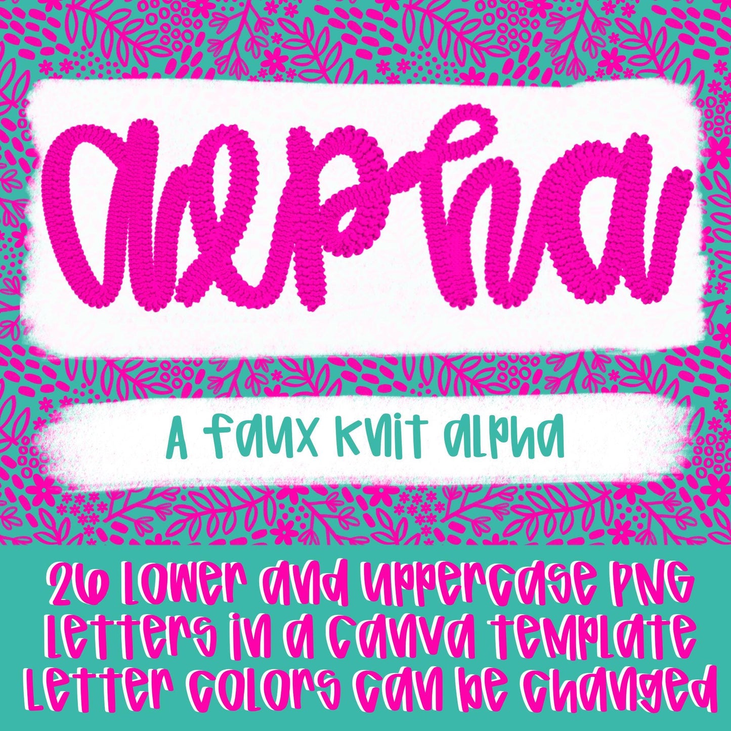 Canva Template faux knit script alpha | Sublimation Design | Digital Download | Women’s, Kids Shirt PNG