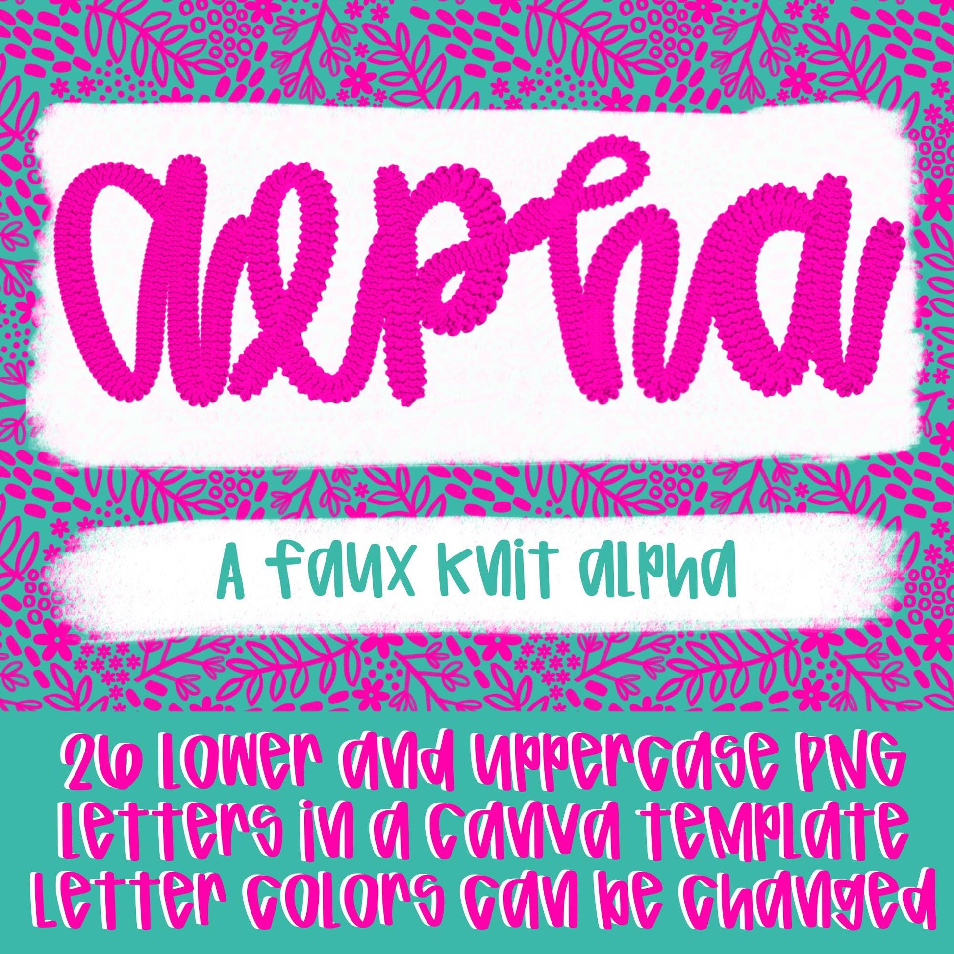 Canva Template faux knit script alpha | Sublimation Design | Digital Download | Women’s, Kids Shirt PNG