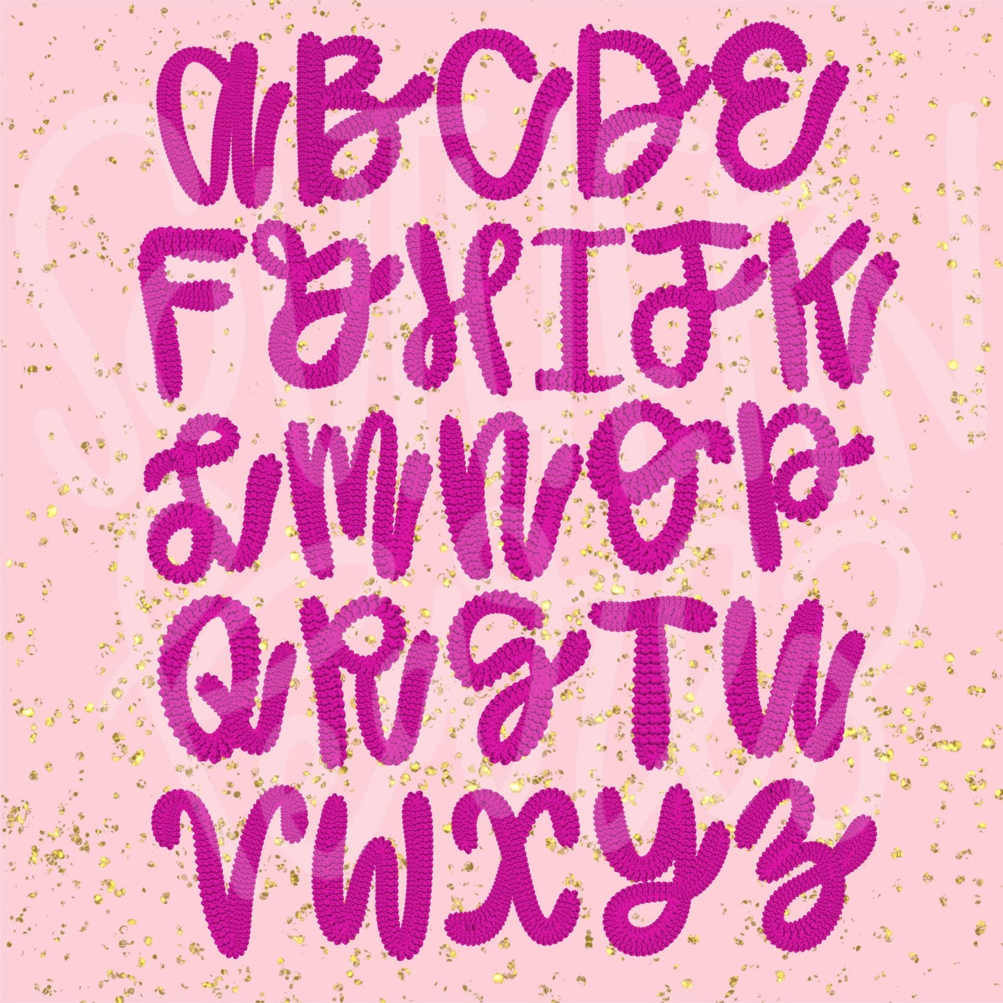 Canva Template faux knit script alpha | Sublimation Design | Digital Download | Women’s, Kids Shirt PNG