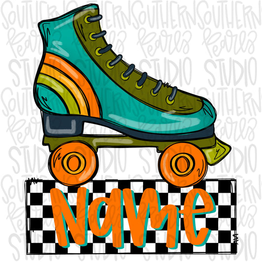 Boy rollerskates with Name Patch | Sublimation Design | Digital Download | Women’s, Kids Shirt PNG