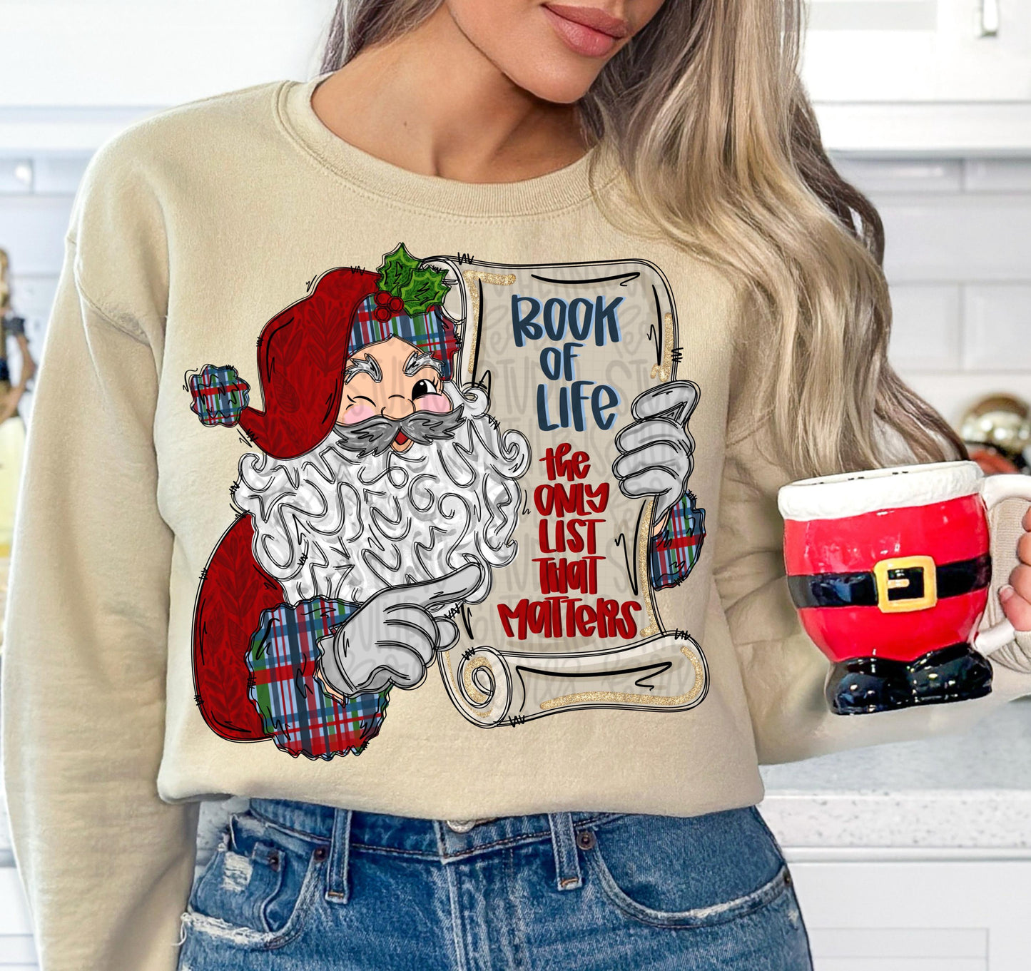 Santa holding scroll list | the book of life | the only list that matters | Jesus | Christmas | Sublimation Design | Digital Download | PNG