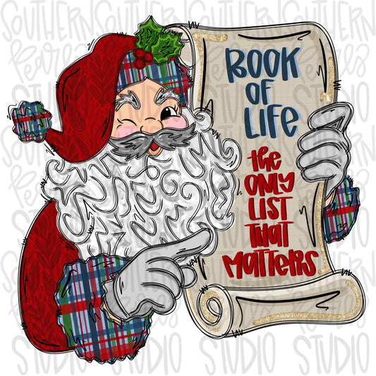 Santa holding scroll list | the book of life | the only list that matters | Jesus | Christmas | Sublimation Design | Digital Download | PNG