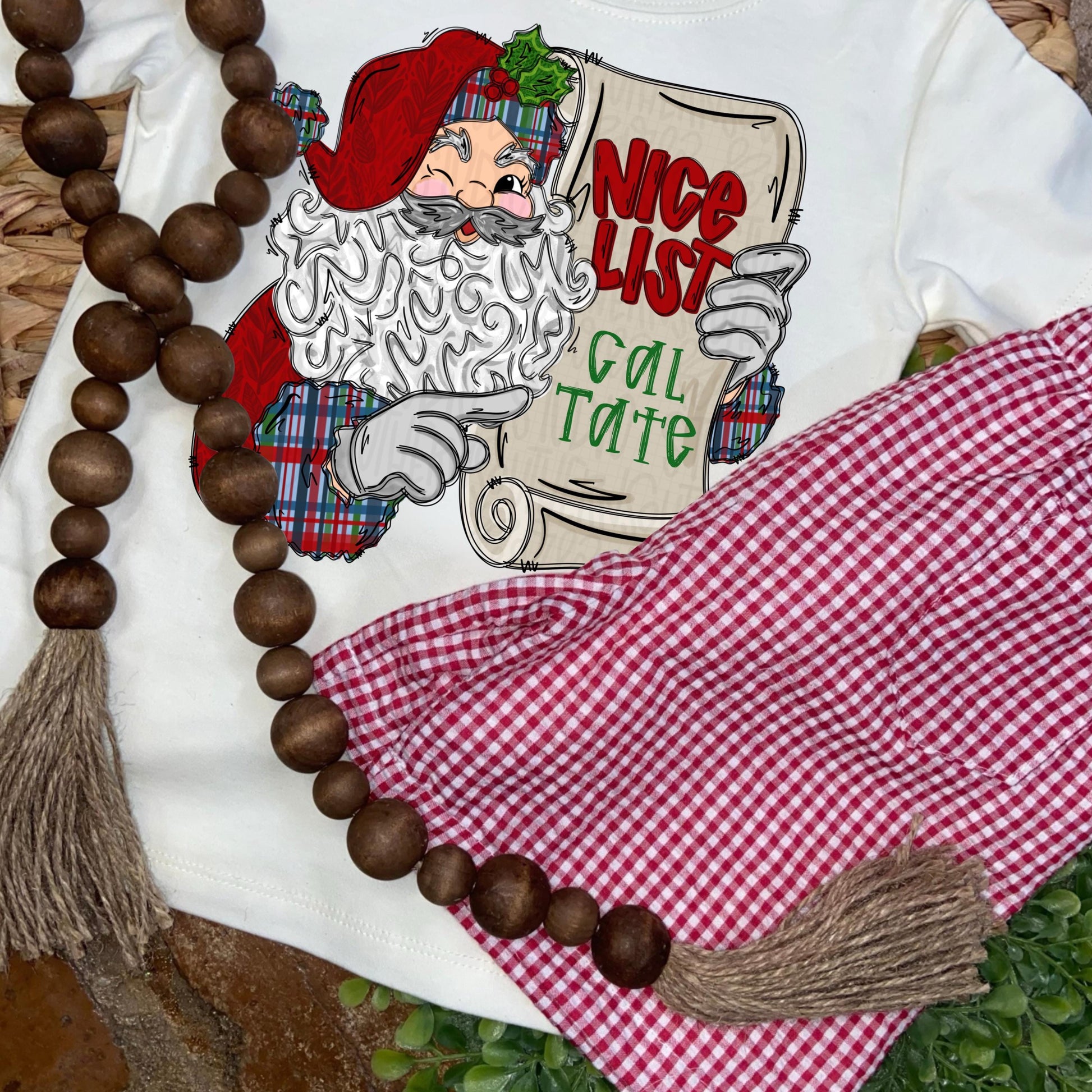 Santa holding nice list | Add your own name | Christmas | Sublimation Design | Digital Download | PNG