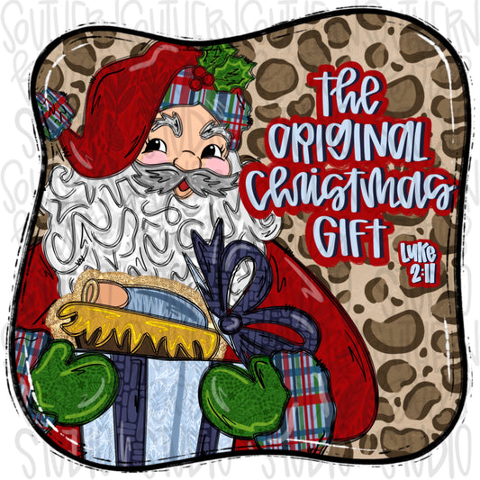 The original Christmas gift | Santa opening a present with baby Jesus | Christmas | Luke 2:11 | Sublimation Design | Digital Download | PNG