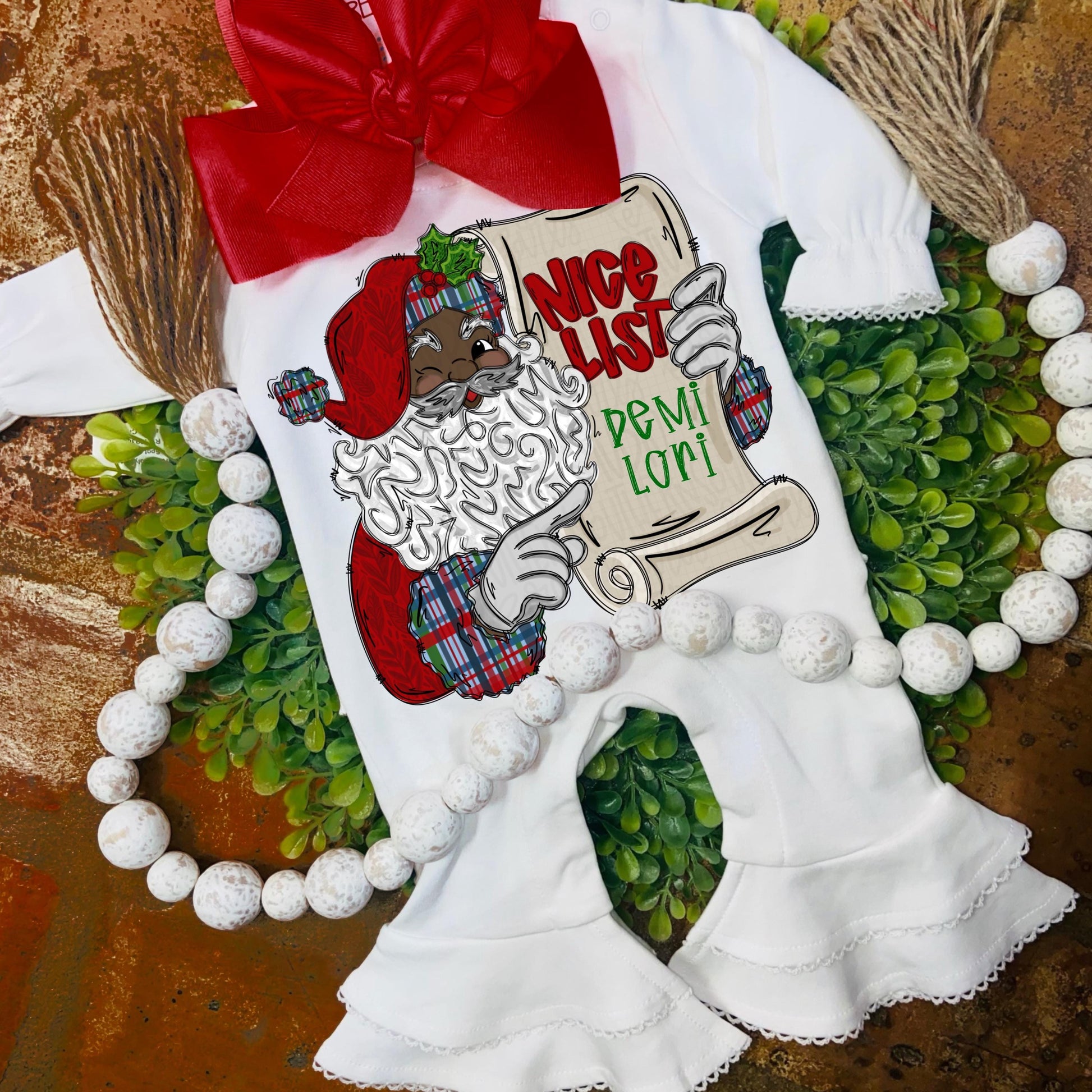 Brown Santa holding nice list | Add your own name | Christmas | Sublimation Design | Digital Download | PNG