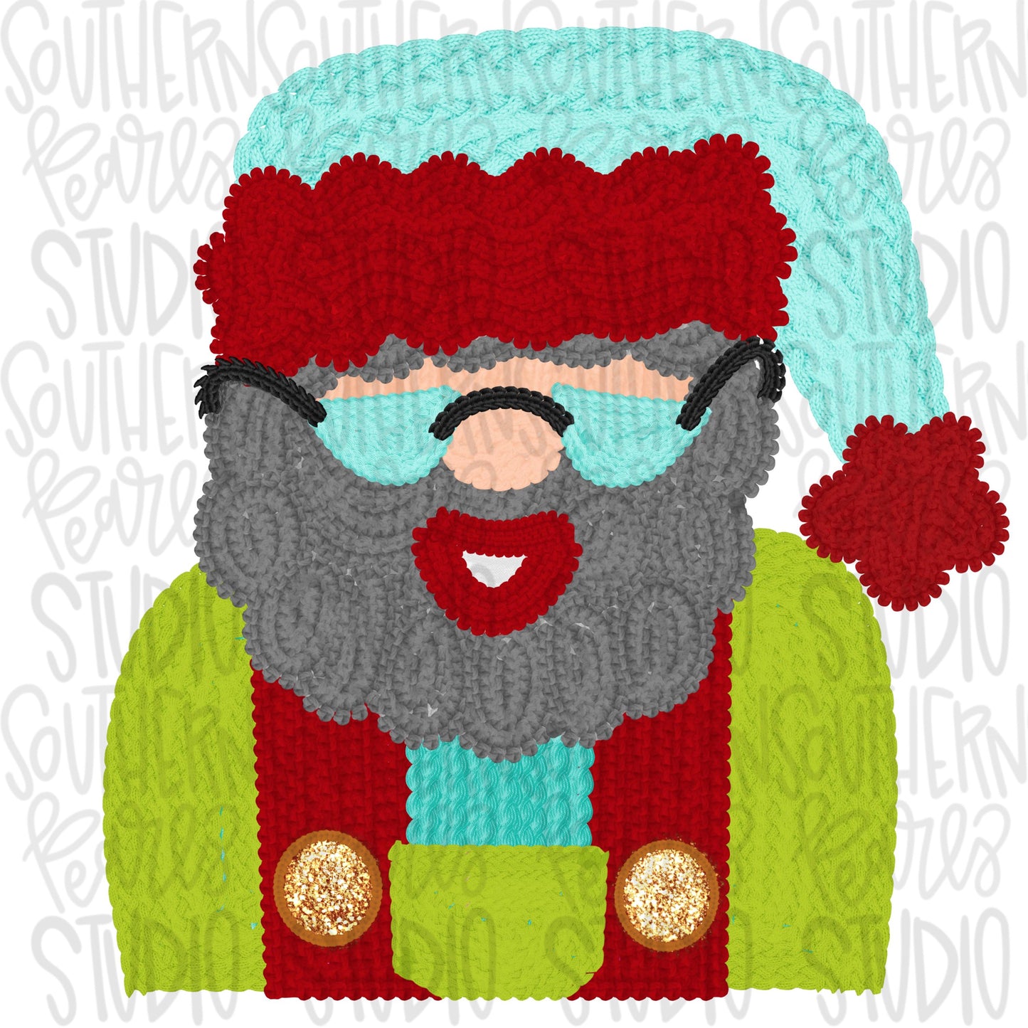Faux Yarn knitted Santa |Sublimation Design | Digital Download | Women’s, Kids Shirt PNG