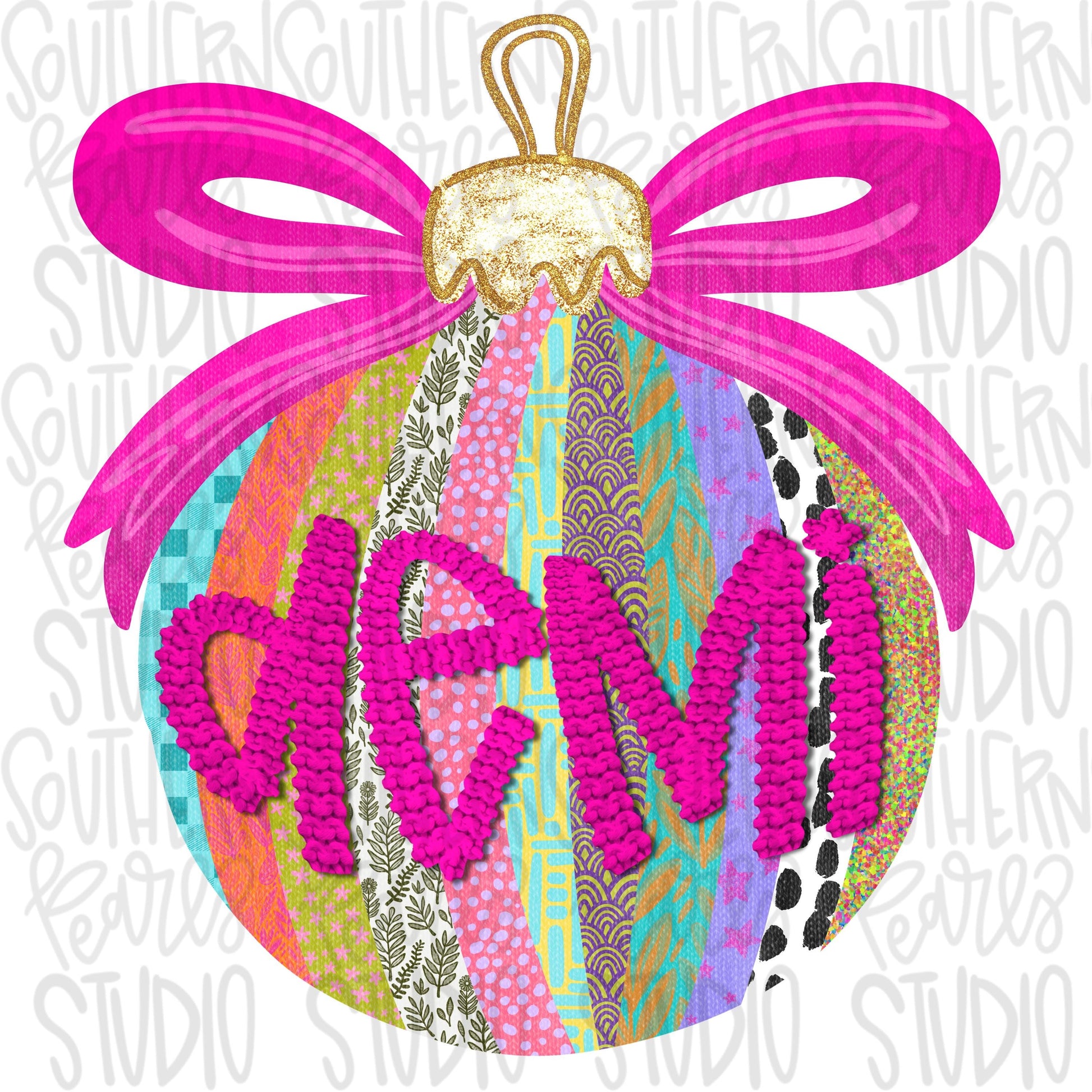 Girly ornament with bow | Christmas | Sublimation Design | Digital Download | Women’s, Kids Shirt PNG